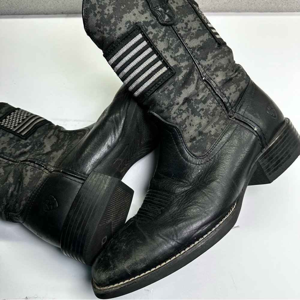 Ariat Sport Patriot Western Cowboy Boots, Digital Camo Shaft, Black Leather 9.5D